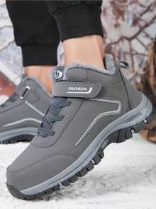 Winter Warm And Comfortable Thermal Lined Thickened Soft-Soled Walking Shoes For Middle-Aged And Elderly People, Non-Slip And Waterproof Sports Shoes - Dark Grey - View 3