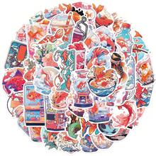 50入組/袋錦鯉金魚防水diy創意涂鴉貼紙,適用於吉他滑板車水壺槓頭盔雪板筆記本電話殼冰箱門行李箱塗鴉貼紙,完美的聖誕禮物 - 彩色 - 查看 1
