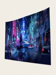 1 cái Của Thành phố Cô gái Goth hiện đại Quang cảnh đường phố In Tấm thảm , Hiện đại Polyester Chất xơ Hình vuông Thảm Trang trí Thích hợp Đối với Phòng khách Và Phòng ngủ Đồ trang trí - Nhiều màu - Xem 2