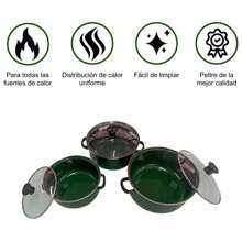 Juego Ollas Tapa de Peltre 6 piezas International Verde - Verde - Ver 7