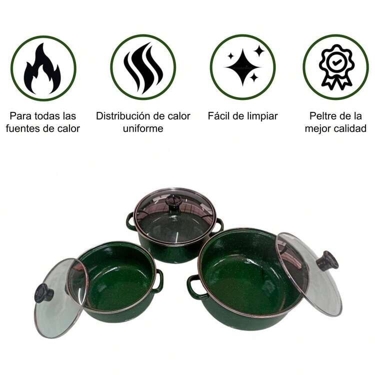 International Green 6-Piece Pewter Lid Cookware Set - màu xanh lá - Xem 7