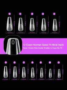 120入/袋 無痕透明半底霧長芭蕾式指甲貼，指甲擴充工具壓貼式美甲用品 - 無色 - 查看 4