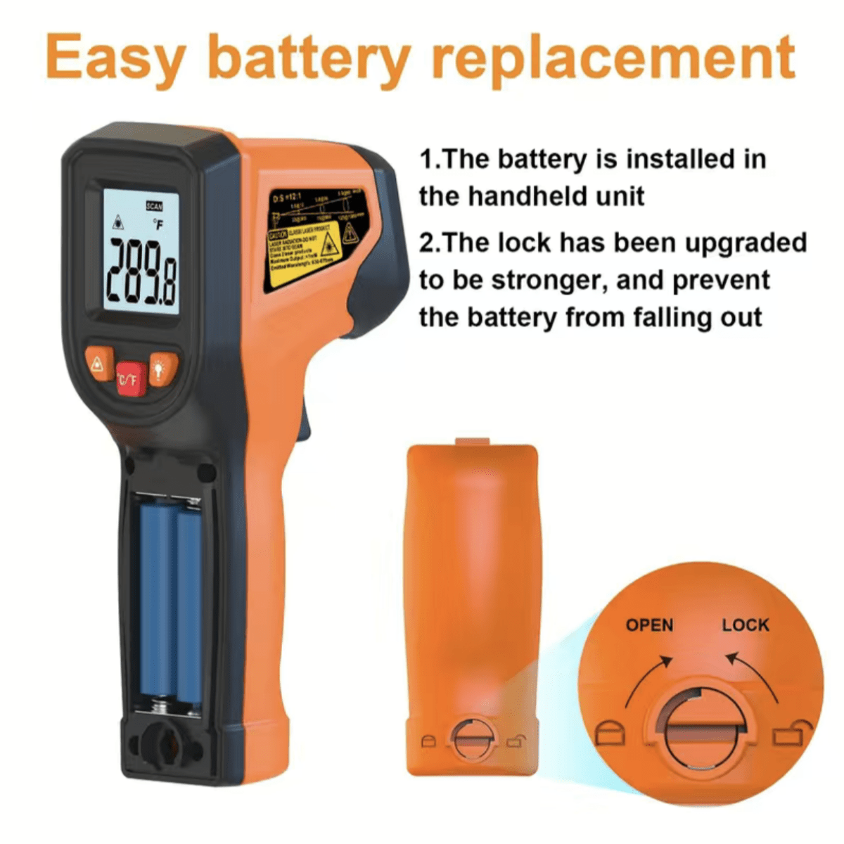 Infrared Thermometer Gun, Handheld Heat Temperature Gun For Cooking