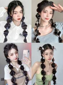 1 件女孩藍動漫假髮辮子髮帶,適合日常生活或角色扮演 - 藍色 - 查看 4