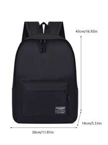 Minimalist Solid Color Backpack With Letter Patch Decoration Casual Backpack Laptop Backpack School Backpack For Travel Commute Lightweight Book Bag Travelling Bag University Dorm Practical Extra Large School Backpack Students Book Bag Man Bag Large Capacity School Pencil Case Gifts Fall Christmas Scream Bag Backpack Winter Christmas Gifts Travel Bag Thanksgiving Holiday Computer Backpack Black Bag Men's Backpack Vacation Chest Bag Side Bags Gifts For Men Bag For Men - Black - View 2