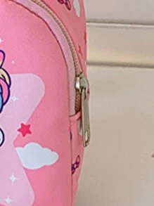 兒童包可愛女孩男孩小腰包,獨角獸精靈拉鍊,幼兒攜帶式外出旅行背包,可調節式兒童錢包 - 粉色 - 查看 9