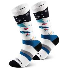 1 双 WEIERYA 美利奴羊毛滑雪袜，冬季羊毛袜，男士及膝雪袜，冬季袜子，M 码（3 岁 - 6 岁） - 黑色 - 查看 1