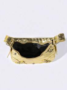 Women's Versatile Korean Style Punk Shoulder Bag - Gold - View 8