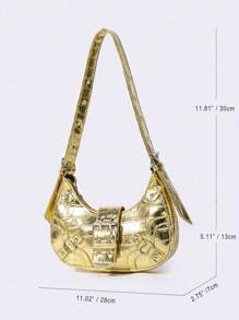 Women's Versatile Korean Style Punk Shoulder Bag - Gold - View 11