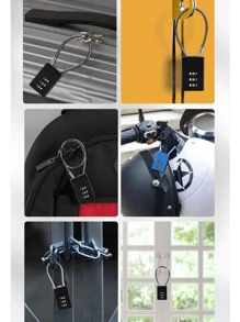 1pc Flexible Steel Wire Lock, 3-digit Combination Lock, Made Of Steel Cable And Zinc Alloy, Password Modifiable, Compact And Portable, Suitable For Anti-theft Of Electric Cars, Helmets, Bicycles, Baby Carriages, Suitcases, Backpacks And Cabinets