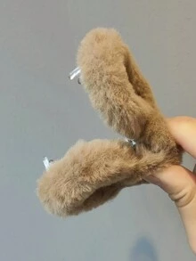 1入組女性絨毛心形髮夾,簡單的秋冬髮飾,適用於髮髻