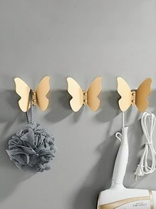 1 个不锈钢蝴蝶设计墙钩 - 金色 - 查看 2