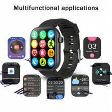 1 件男女通用硅胶运动智能手表，通话、计步、卡路里追踪、多种运动模式、闹钟、通话和消息提醒，1.53 英寸高清全屏触控，兼容 IOS 和 Android 智能手机 - 黑色 - 查看 5