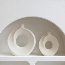 Modern Minimalist 2pcs White Ceramic Vase Set Without Flowers - White - View 7