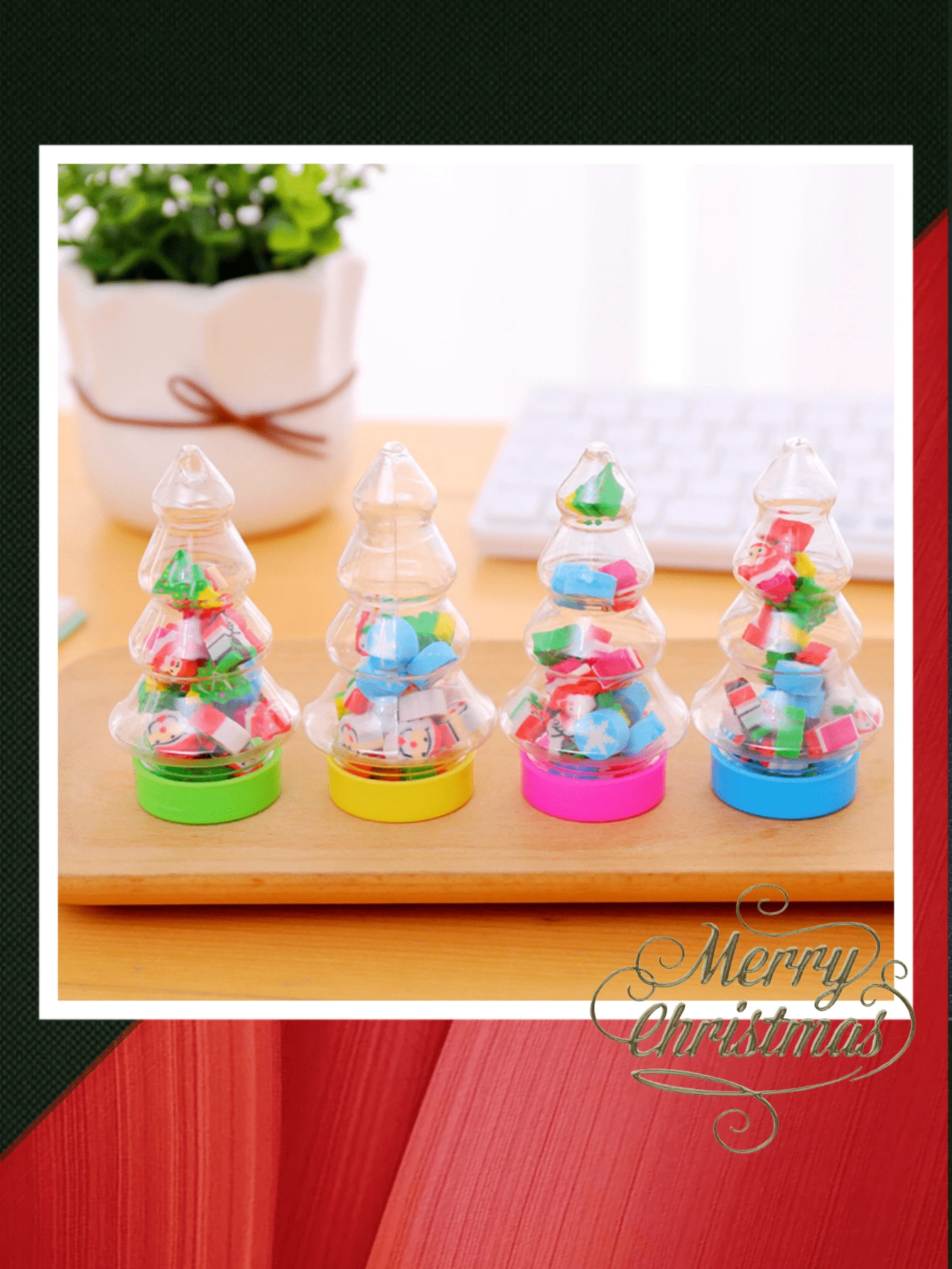 Christmas Gift Transparent Christmas Tree Packaging Rubber Eraser, 1pc - Multicolor - View 1