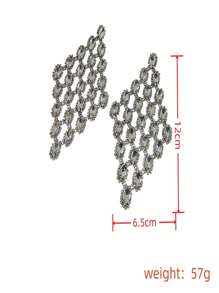 1 đôi bông tai dài hình giọt nước đính đá pha lê phong cách Châu Âu & Mỹ màu bạc, cá nhân hóa & sang trọng & thiết kế độc đáo - Bạc - Xem 10