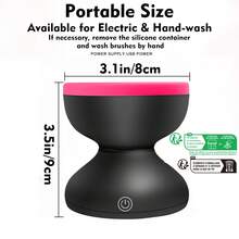 1pc Mini Automatic Makeup Brush Cleaner Set With Electric Cleaning Bowl, Rose Red Color - Hot Pink - View 4