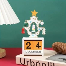 1pc  Christmas Tree Countdown Calendar ,Christmas Countdown Decoration Ornament,Wooden Christmas Countdown Calendar Ornament - White - View 3