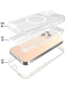 Apple Heavy Duty Anti-Shock Hybrid Magnetic Adsorption Phone Case - Clear - View 5