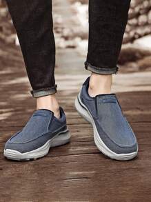 Lightweight, Non-Slip Plus Size Casual Breathable Wide Loafer Slip-On Shoes - Blue - View 3