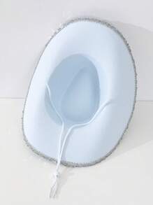 1 Miếng Của phụ nữ Trắng Nón cao bồi Với Màu bạc Edging Và Vương miện Đối với Hóa trang , Nhảy múa Buổi tiệc , Kỳ nghỉ - trắng - Xem 3