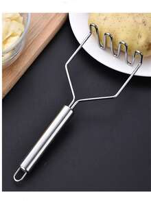 1pc Stainless Steel Potato Masher - Silver - View 3