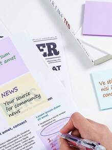 2pks 100pcs/Pk Random Color Transparent Sticky Notes, Square Shaped Memo Pads For Office & Study Back To School