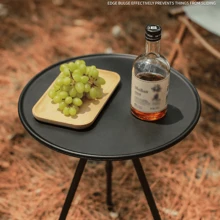 1只黑色簡易鋁合金折疊小型圓桌,適用於戶外活動,露營用可調節桌高,輕巧的咖啡桌 - 黑色 - 查看 3