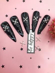 10 件金属复古十字形美甲装饰配件