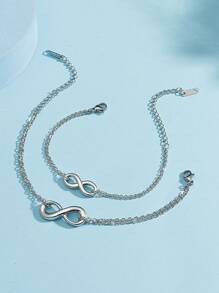 2pcs/set Infinity Symbol 8 Shaped Couple Bracelet - Silver - View 7
