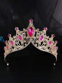 1 Miếng Của phụ nữ Đúng mốt Công chúa Vương miện & vui tươi Pha lê Sinh nhật Dây buộc tóc Phụ kiện tóc - Màu Hồng Tươi - Xem 2