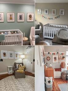 1 Miếng Phim hoạt hình động vật Đồ trang trí Bức tranh , Không có khung , Thú vật Tác phẩm nghệ thuật Đối với Trẻ em Sư tử Con voi Ngựa vằn Hươu cao cổ tranh sơn dầu Bức tranh , Nhà  Đồ trang trí - Nhiều màu - Xem 5