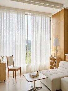 1入組法式風格奢華絨面立體機能窗簾,適用於客廳、臥室、陽台,保溫隔熱 - 白色 - 查看 4