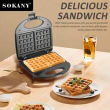 BYQ Máquina eléctrica para hacer wafflera, electrodomésticos de cocina, máquina de desayuno para gofres, olla antiadherente de hierro para hornear - Negro - Ver 4