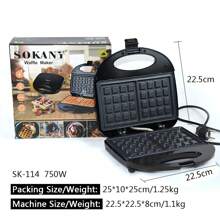 BYQ Máquina eléctrica para hacer wafflera, electrodomésticos de cocina, máquina de desayuno para gofres, olla antiadherente de hierro para hornear - Negro - Ver 3