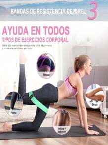 Bandas Elasticas de Fitness, 3 Bandas EláSticas De Resistencia Muscular, Aptas Para 3 Niveles, Bandas De Ejercicio Antideslizantes Para Piernas Y GlúTeos, Pilates, Yoga, Fuerza, Fisioterapia, Estiramientos - Multicolor - Ver 4