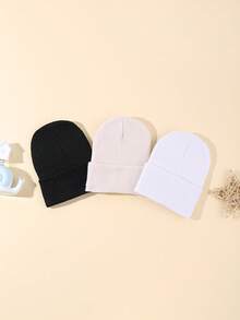 3入組嬰兒帽0-6個月中性毛帽,全年通用 - 彩色 - 查看 3