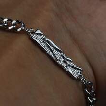 1pc Creative Leaf Design Bracelet For Men , Fashionable Jewelry Accessory For Engagement , Wedding , Holiday , Personalized Gift , Silver-plated Copper Material - daun - View 5