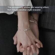 1pc Creative Leaf Design Bracelet For Men , Fashionable Jewelry Accessory For Engagement , Wedding , Holiday , Personalized Gift , Silver-plated Copper Material - daun - View 4