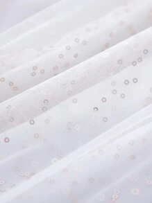 女大童亮片拼接拼接網紗娃娃裙 - 杏色 - 查看 3