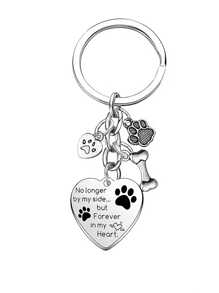 虽然你已不在我身边，但你永远在我心中” 狗狗纪念礼物、宠物纪念钥匙扣、狗狗离世礼物、爪印吊坠、慰问礼物、汽车饰品、包包挂饰、背包挂饰、可爱哥特/Y2K风格带证件套挂绳、汽车饰品、包包挂饰 - 銀色 - 查看 2