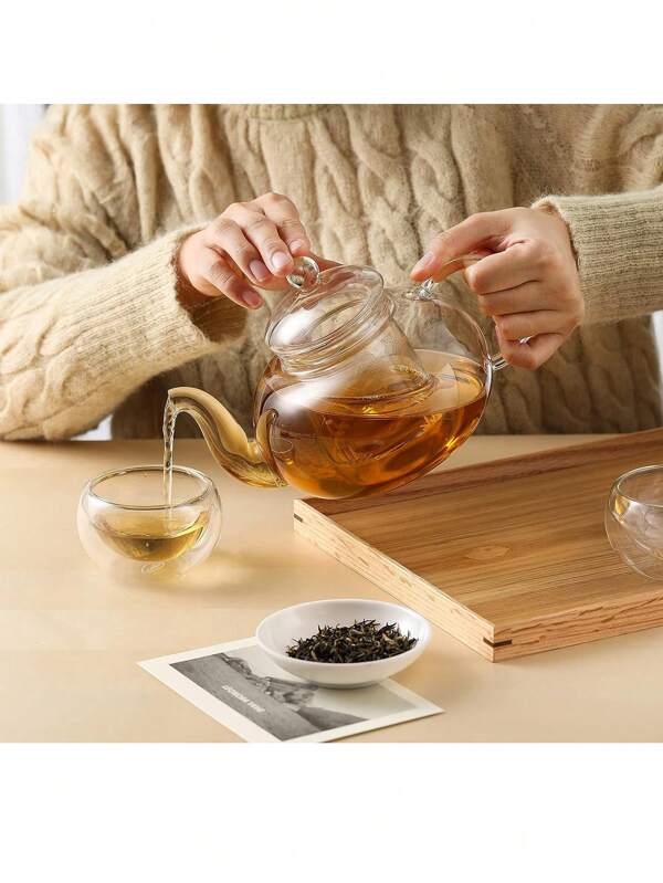 Glass Stove Top Kettle, Clear Tea Pot With Removable Infuser (20 Ounce