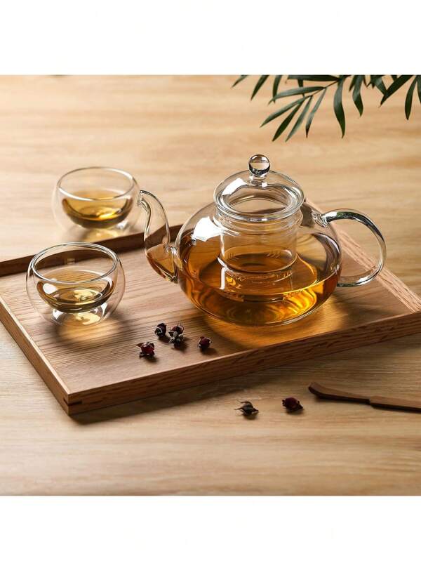 Glass Stove Top Kettle, Clear Tea Pot With Removable Infuser (20 Ounce