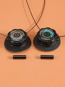 1 Pair Rotating Lock Elastic Shoe Laces, No Tie Sports Shoelaces, Quick Adjust Button Buckle, Lightweight Shoelaces - Black - View 7