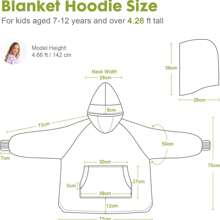 Wearable Blanket For Kids With Large Pocket, Cartoon Flannel Sherpa Oversized Blanket Hoodie, For Boys Girls - Purple Pony - View 7