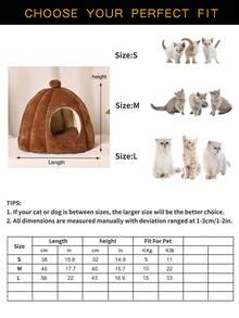1pc Tree-shaped Tent Pet Bed For Small-medium Sized Cats And Dogs, Thickened For Autumn And Winter - Coffee Brown - View 2