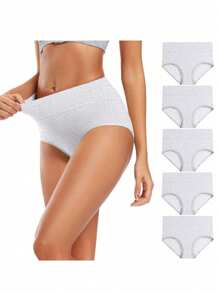 5入組女性高腰全覆蓋,柔軟透氣有彈性的內衣