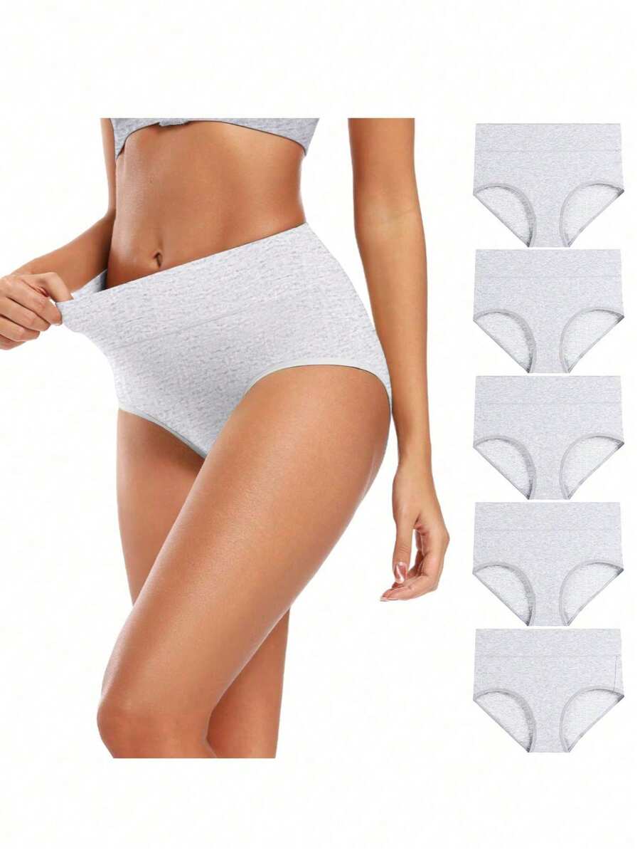 5入組女性高腰全覆蓋,柔軟透氣有彈性的內衣