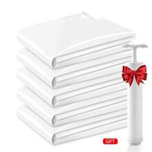 Vacuum Storage Bags 8 Jumbo, Space Saver Bags With Travel Hand Pump, Compression Airtight Sealer Bags For Clothes, Bedding, Pillows, Comforters, Blankets