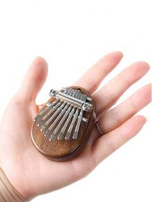 8個按鍵迷你卡林巴,精美的手指拇指鋼琴木琴,音樂好配件吊墜禮物,聖誕萬聖節和感恩節禮物 - 棕色 - 查看 3